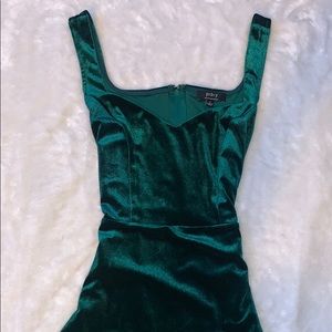 Velvet Maroon Green Dress w/ slit